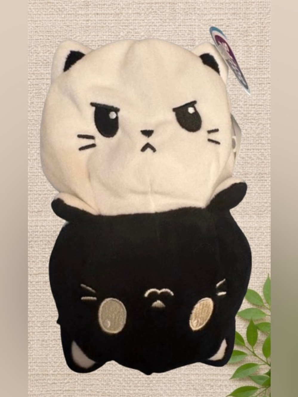Stylized Cat Plush — Black & White Character Plushie